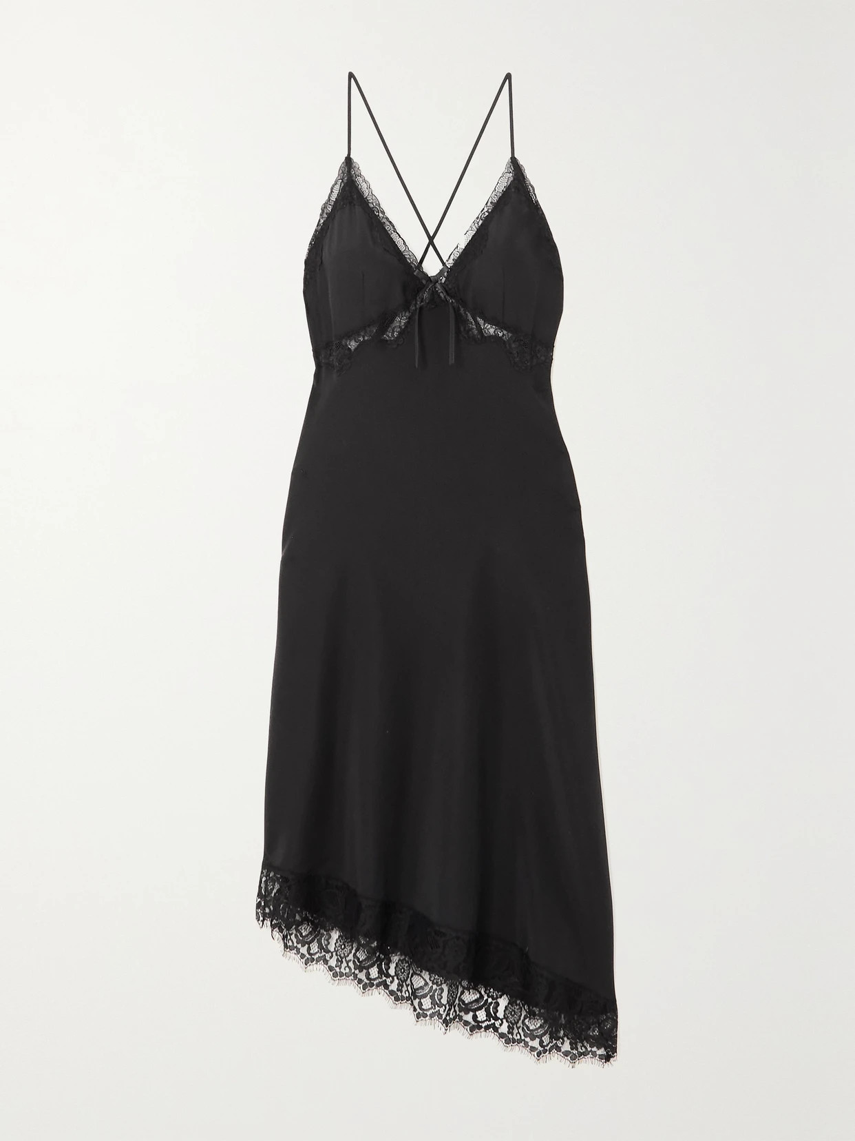 Reformation - Milania Open-back Lace-trimmed Silk-charmeuse Midi Dress - Black | NET-A-PORTER (US)