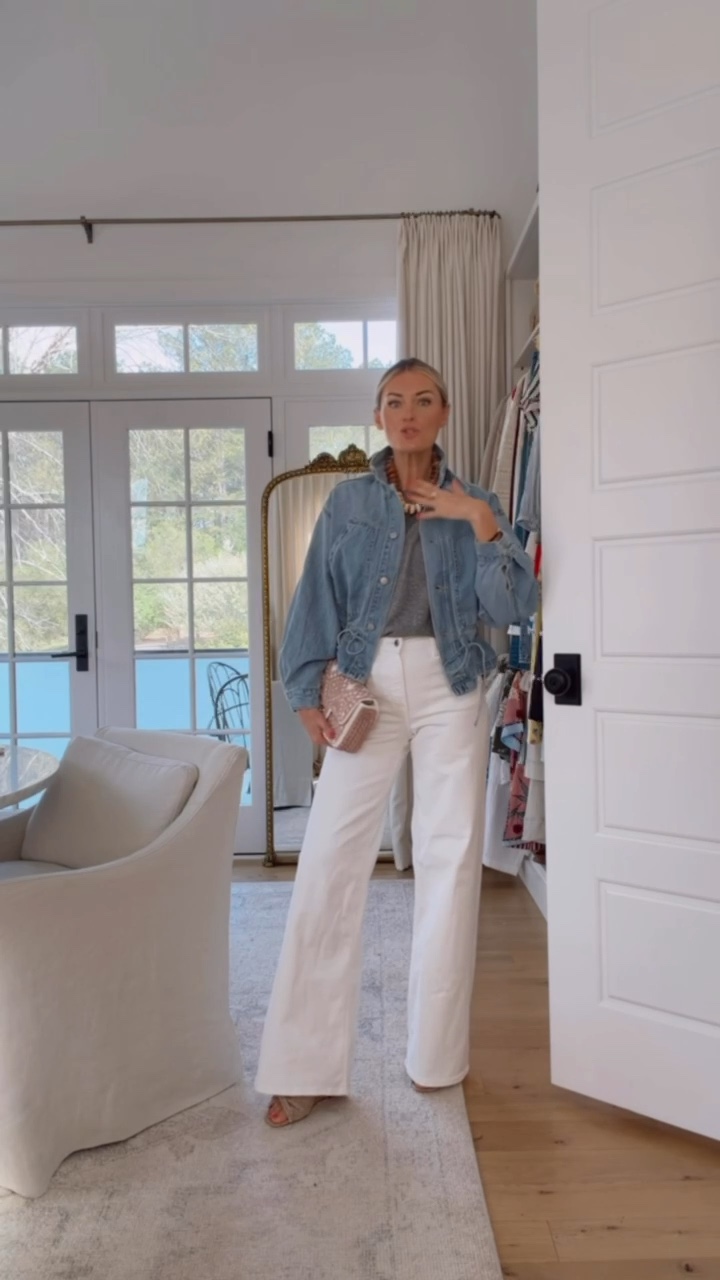 I can’t get over how elevated these pieces look, and how they are so affordable! They are on sale this week! 👏🏼 Love this look for going to dinner! Wearing XS in jacket, S in tee, & 4 in the jeans!

Loverly Grey, spring outfit, Target circle week, Target sale, dinner outfit, wide leg jeans, white jeans, denim jacket 

#LTKSeasonal #LTKSaleAlert