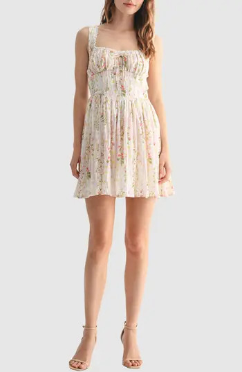 All in Favor Floral Fit & Flare Minidress in Pink Floral at Nordstrom Rack, Size Small | Nordstrom Rack