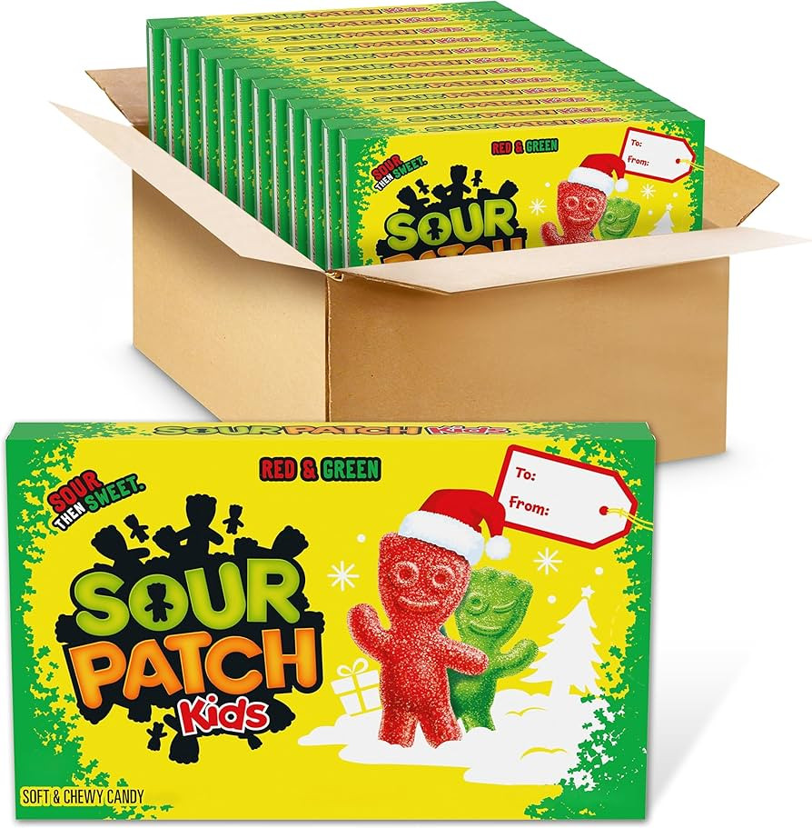 SOUR PATCH KIDS Red & Green Soft & Chewy Holiday Candy, Bulk Candy, 12 - 3.1 oz Boxes | Amazon (US)