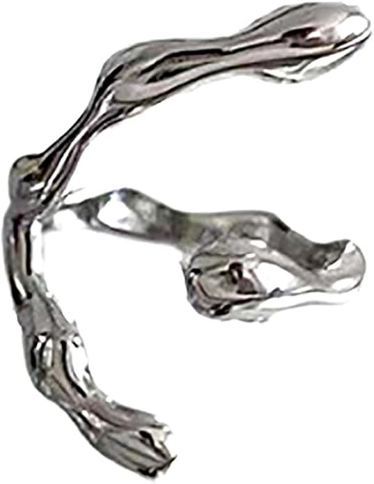 Silver Liquid Metal Pearl Rings, Irregular Baroque Water Texture Statement Rings, Fashionable Adj... | Amazon (US)