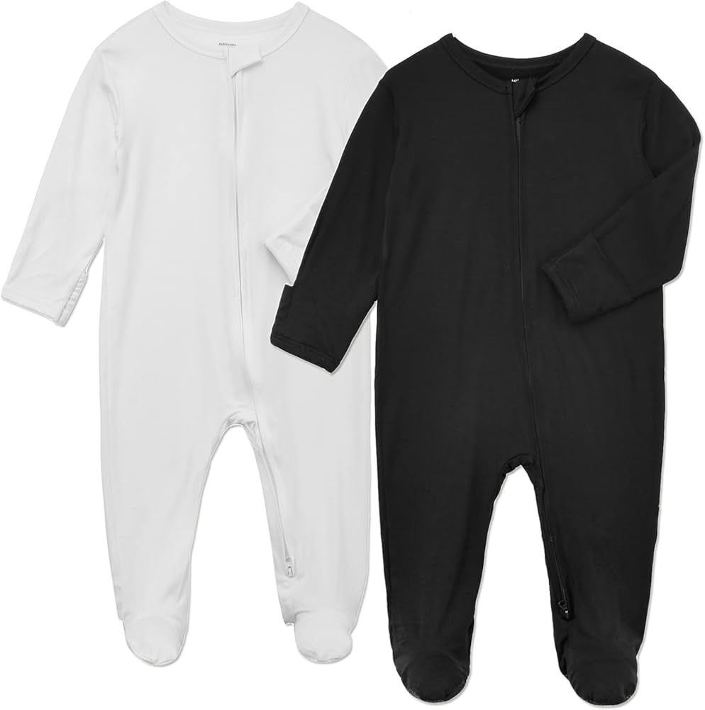 Aablexema Baby Footie Bamboo Pajamas Zipper - Unisex Infant Newborn Sleep Play Footed Onesie Pjs wit | Amazon (US)