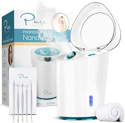 NanoSteamer PRO Professional 4-in-1 Nano Ionic Facial Steamer for Spas - 30 Min Steam Time - Humi... | Amazon (US)
