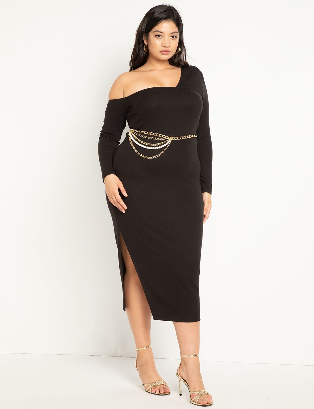 Cold Shoulder Midi Dress With Slit | Women's Plus Size Dresses | ELOQUII | Eloquii