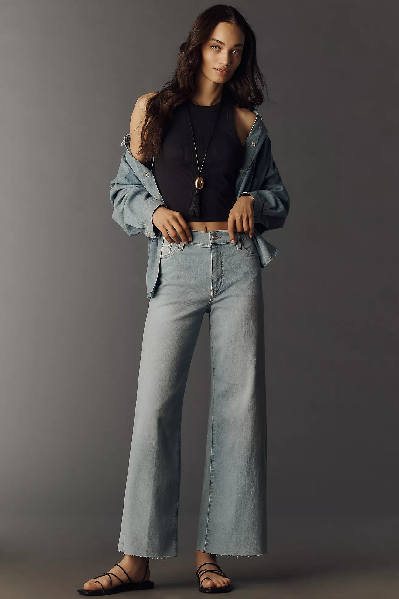 FRAME Le Slim Palazzo High-Rise Wide-Leg Jeans | Anthropologie (US)
