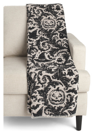 Damask Pumpkin Hats Carolina Chenille Throw | TJ Maxx