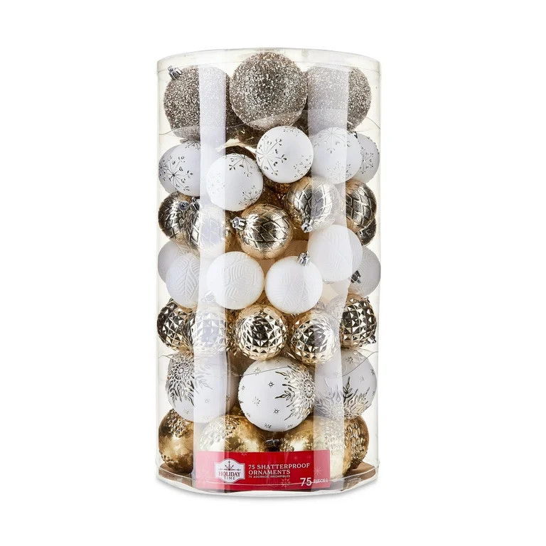 Champagne Shatterproof Christmas Ball Ornaments, 75 Count, by Holiday Time - Walmart.com | Walmart (US)