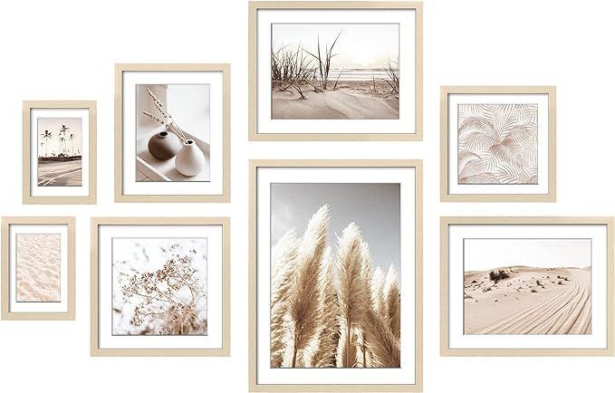ArtbyHannah 8 Pack Gallery Wall Frame Set Neutral Wall Art Decor,Picture Frames Collage Wall Deco... | Amazon (US)