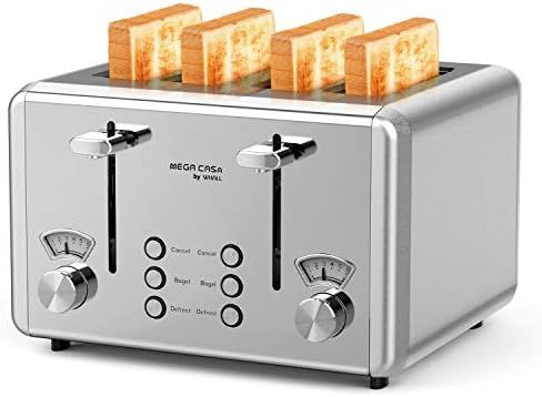 4 Slice Toaster,whall Stainless Steel,Toaster-6 Bread Shade Settings,Bagel/Defrost/Cancel Function w | Amazon (US)