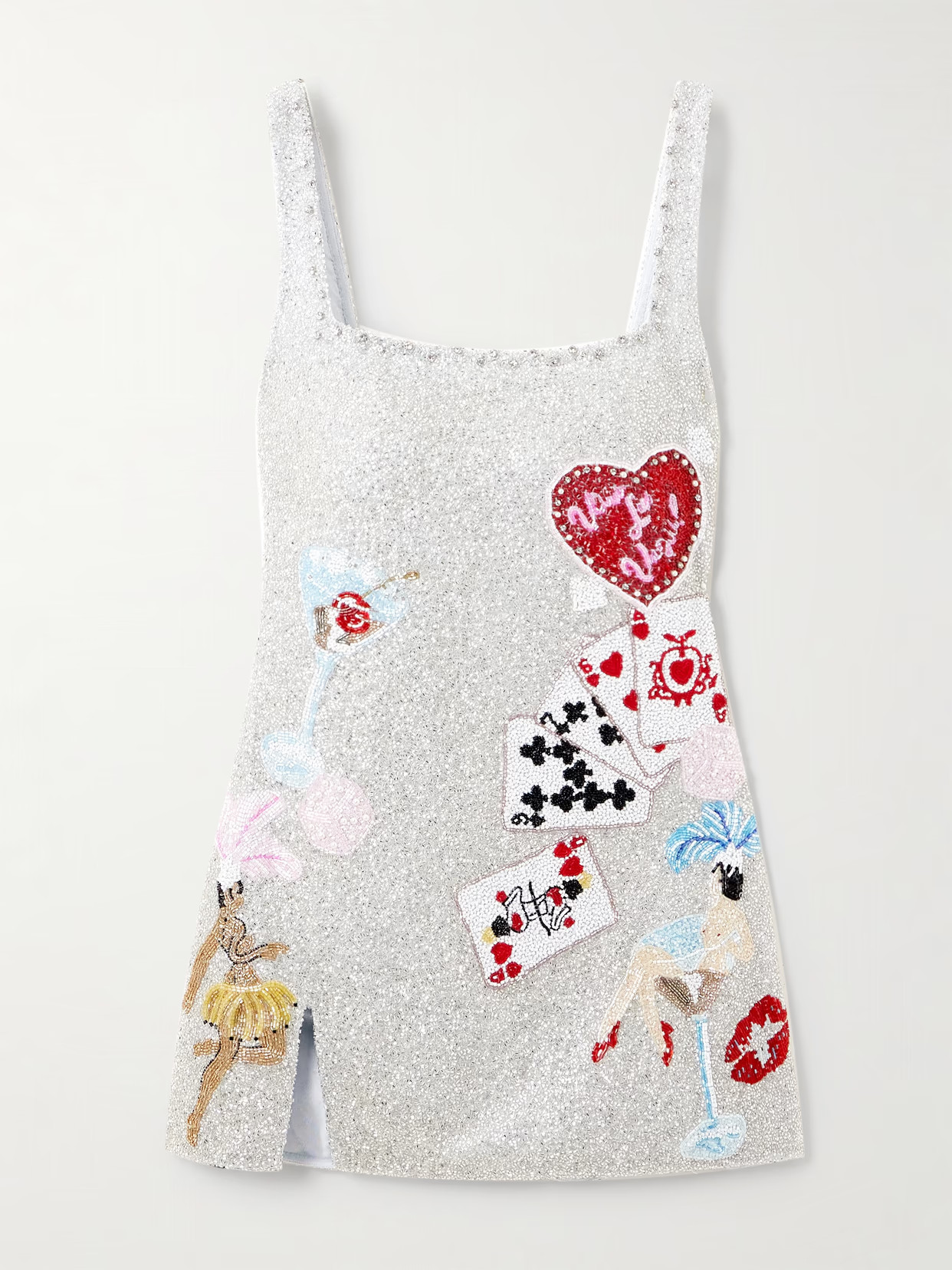 Clio Peppiatt - Vegas Embellished Beaded Tulle Mini Dress - Silver | NET-A-PORTER (US)