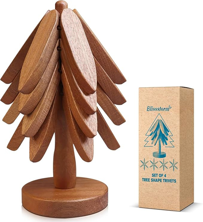 Wooden Trivets for Hot Dishes,Natural Foldable Kitchen Wooden Trivets for Hot Dishes - Tree Shape... | Amazon (US)