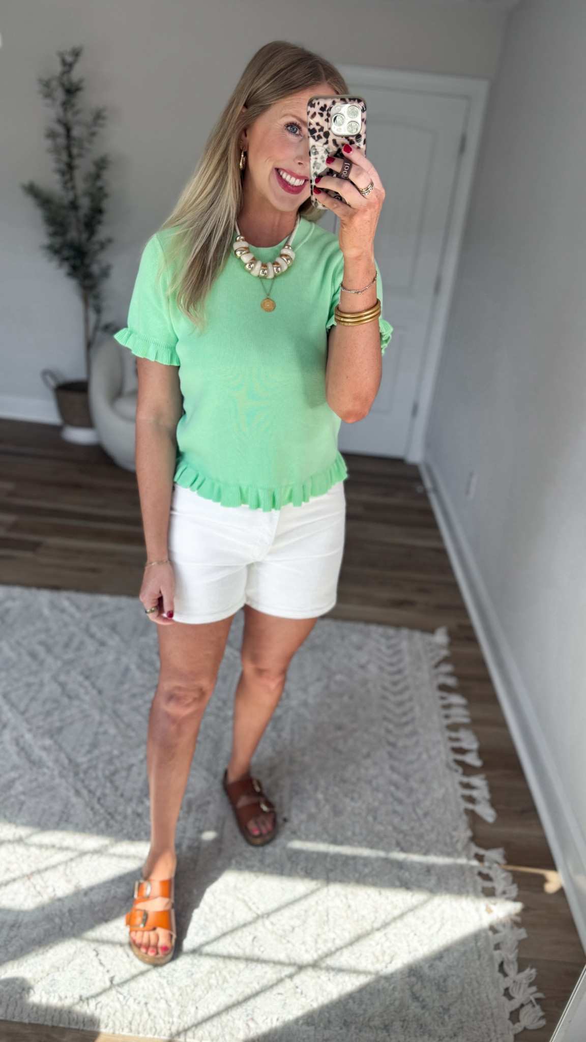 Weekend Walmart Wins try on
Short sleeve sweater with ruffle hem- small
White shorts with 5 inch inseam- tts

#LTKmomlife #LTKootd