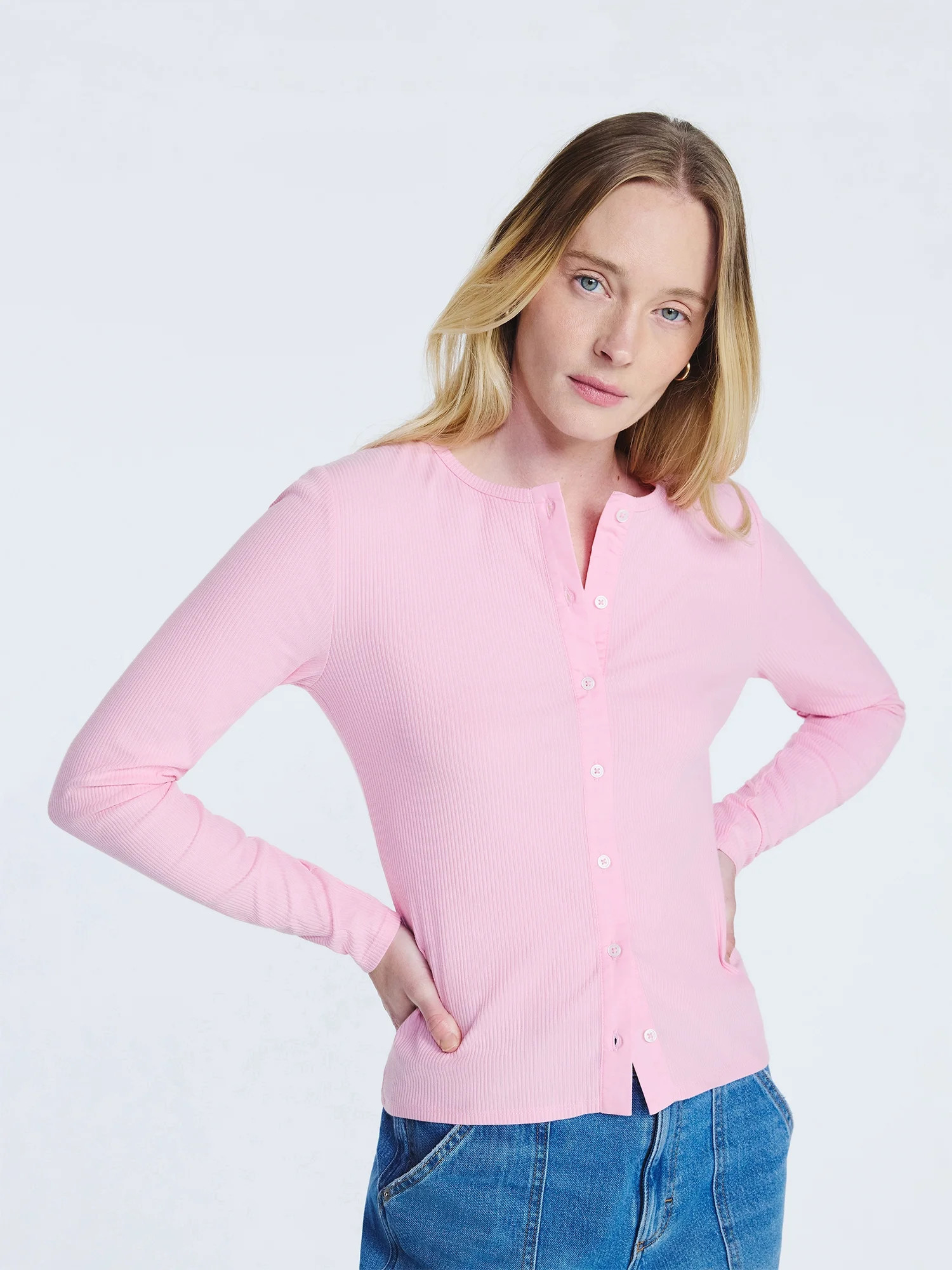 Free Assembly Women's Fitted Cardigan Sweater with Long Sleeves, Lightweight, Sizes XS-XXL | Walmart (US)