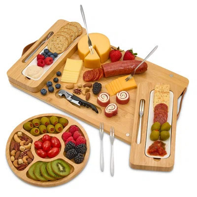 Bamboo Charcuterie Board Set With Magnetic Removable Side Boards - Housewarming, Anniversary, Birthday Gift | Wayfair North America