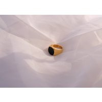 Black Signet Ring, 18K Gold Square Large Onyx Statement Ring | Etsy (US)