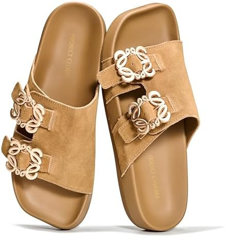 Project Cloud 100% Genuine Leather Womens Sandals Dressy - Lightweight & Non-Slip Women's Flats S... | Amazon (US)