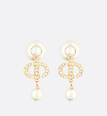 Dior Tribales Earrings Gold-Finish Metal with White Resin Pearls and White Crystals | DIOR | Dior Beauty (US)