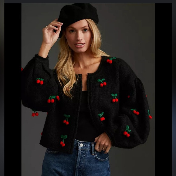 Farm Rio Crochet Cherry Sweater | Poshmark