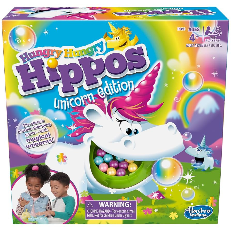 Hasbro Gaming Hungry Hippos Unicorn Edition Pre-School Board Game for Kids Ages 4 and Up; 2-4 Pla... | Amazon (US)