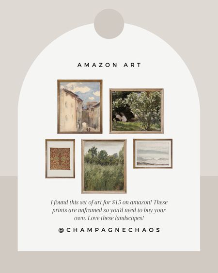 Found this set of unframed prints on amazon for $15!

Amazon, home, decor, landscapes, French country side art

#LTKhome #LTKstyletip #LTKFind