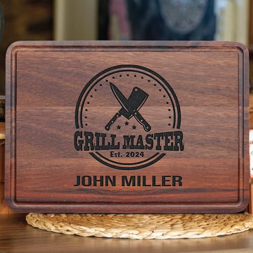 Personalized Barbeque and Grilling Gift for Fathers Day, Birthday, Anniversary, Christmas, Men, Husband, Dad, Grandpa, Him, Custom Wood Grill Cutting Board for Men, BBQ Masters, Chefs, Customized Wood | Amazon (US)