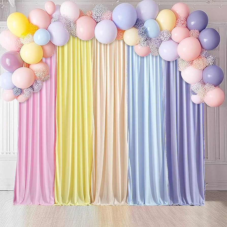 Pastel Rainbow Backdrop Curtains 12ft ×7ft Unicorn Party Backdrops for Birthday Party Decoration... | Amazon (US)