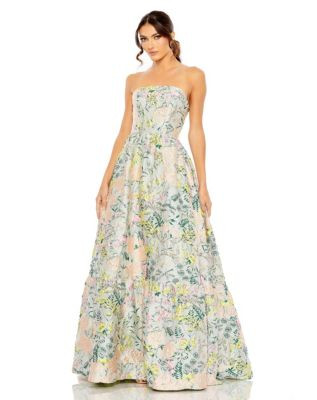 Mac Duggal Women's Floral Brocade Strapless A Line Gown - Pastel multi | Macy's