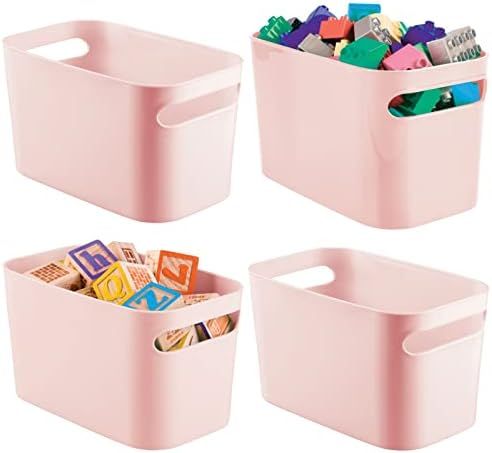 Amazon.com - mDesign Plastic Toy Box Storage Organizer Tote Bin with Handles for Child/Kids Bedro... | Amazon (US)