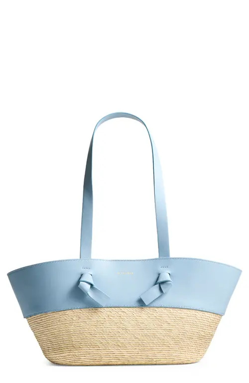 Altuzarra Knot Leather & Straw Basket Tote in Danube at Nordstrom | Nordstrom