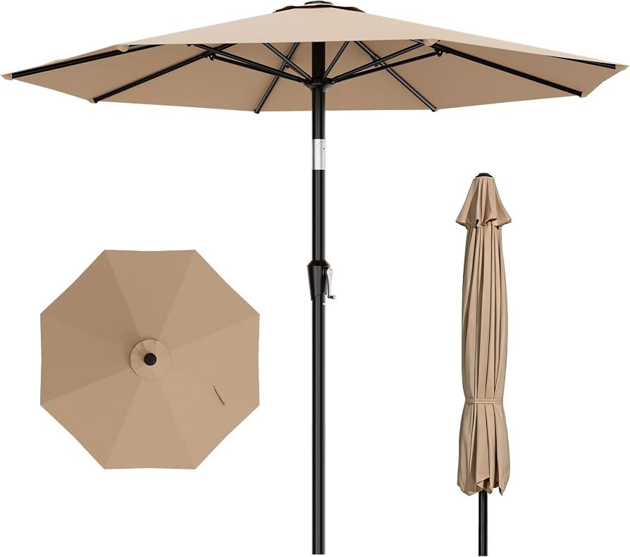 AreShark 10 FT Outdoor Patio Umbrella, Patio Table Umbrella with Push Button Tilt and Crank, Outd... | Amazon (US)