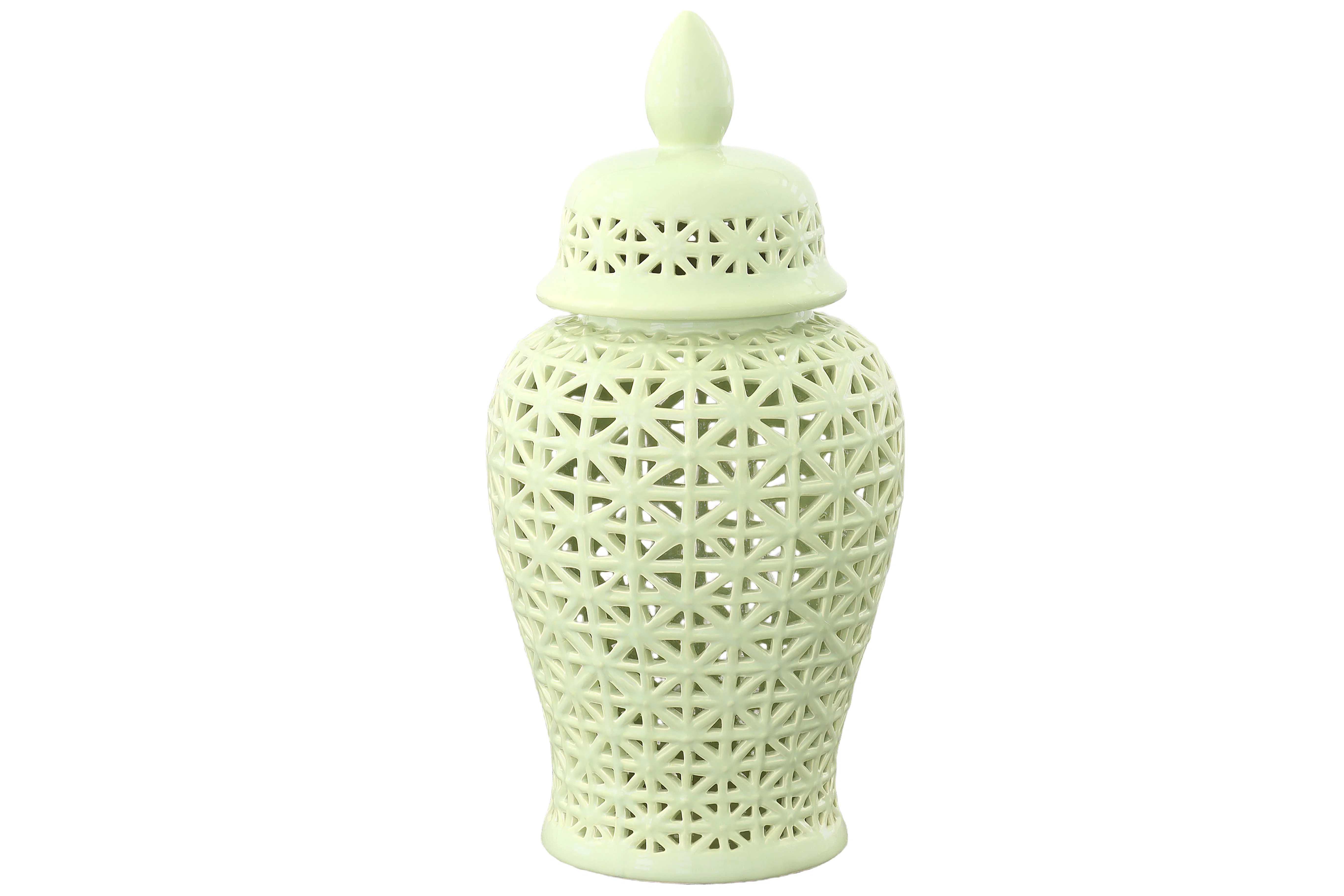 Ceramic Round Ginger/temple Jar Lg Gloss Finish Sage | Wayfair North America