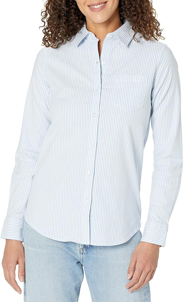 Amazon Essentials Women's Long Sleeve Button Down Stretch Oxford Shirt (Available in Plus Size) | Amazon (US)