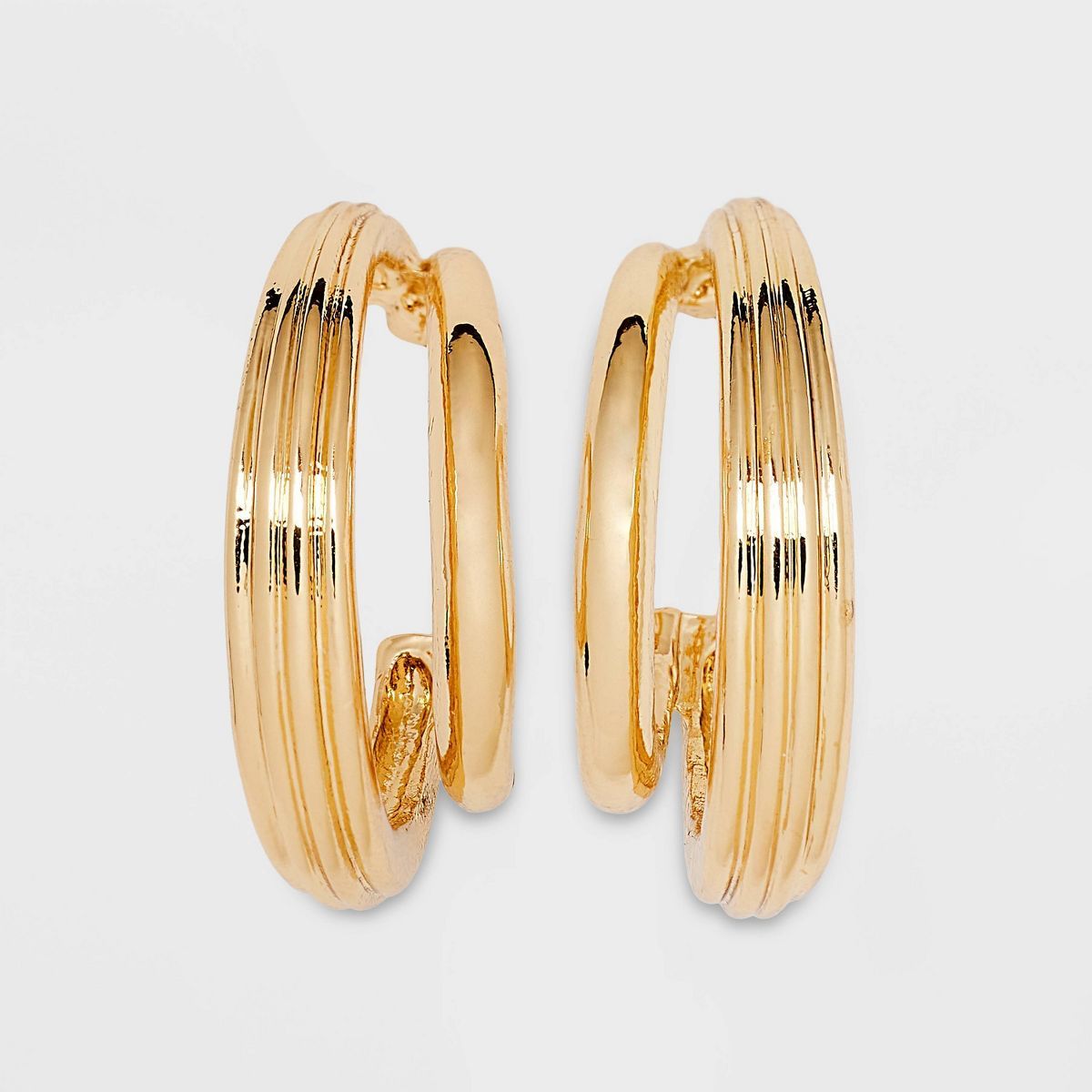 Ribbed Three Row Hoop Earrings - A New Day™ Gold | Target