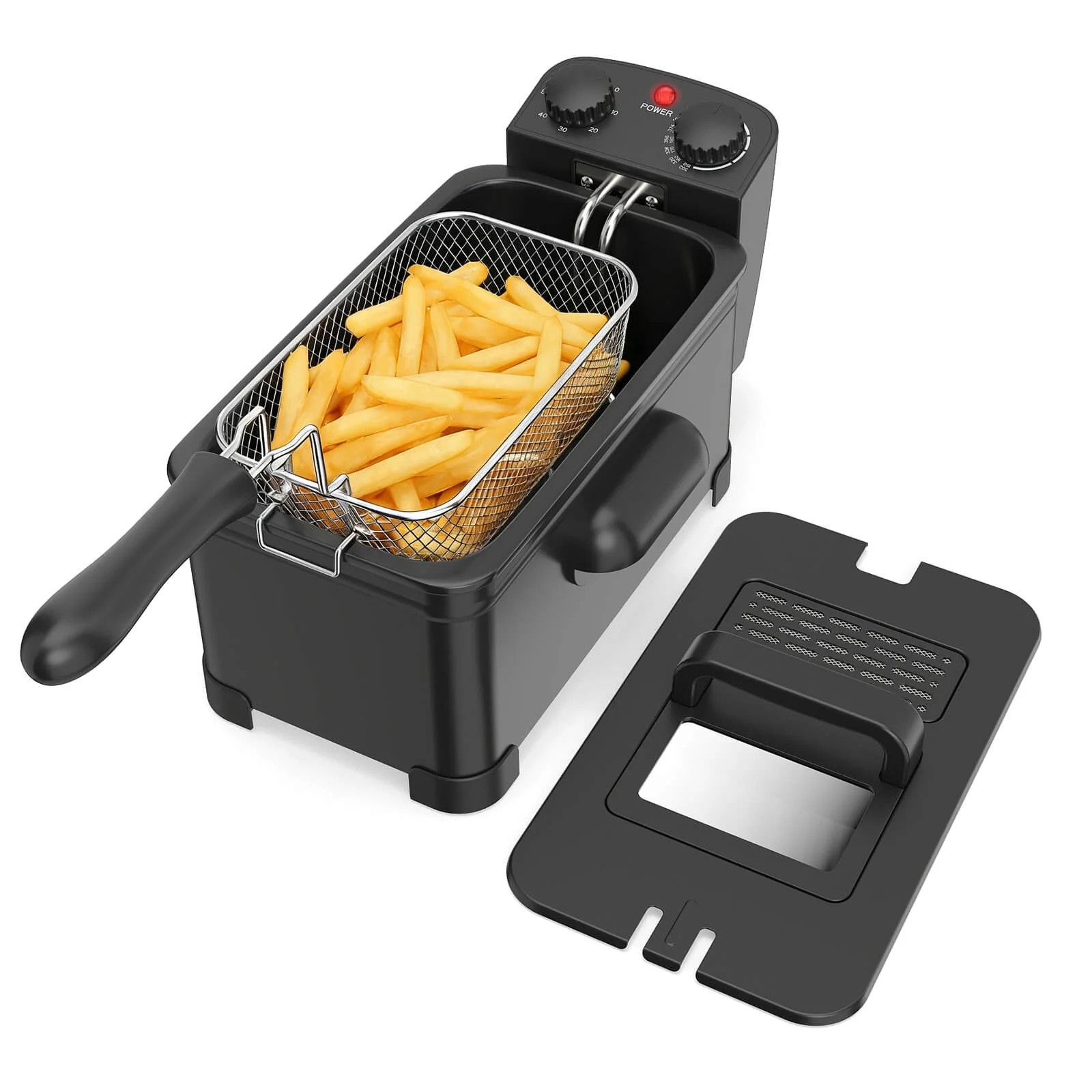 Costway 3 Liter Electric Deep Fryer 1700W Oil Fryer with Detachable Frying Basket Black | Walmart (US)
