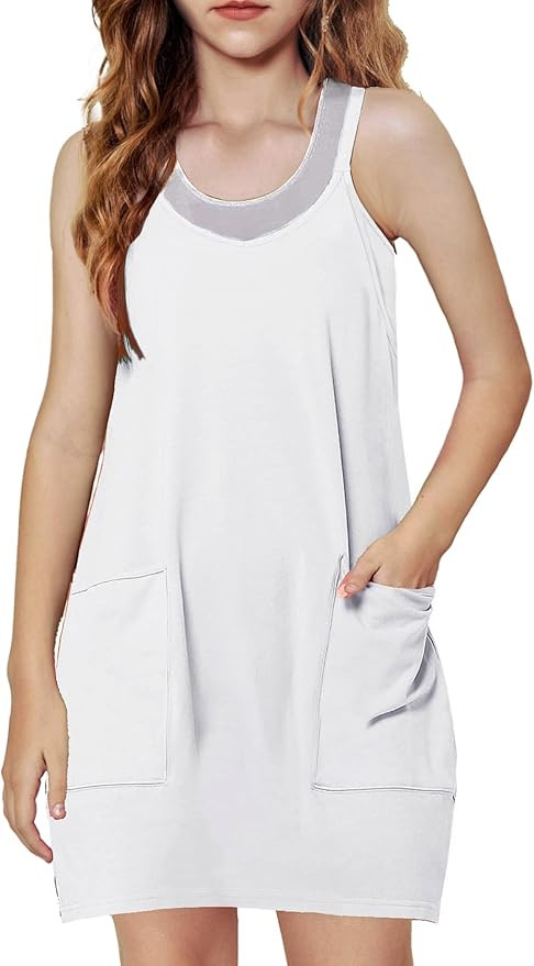Arshiner Girls Dress with Shorts Casual Summer Spaghetti Straps One Piece Romper Dresses with Poc... | Amazon (US)