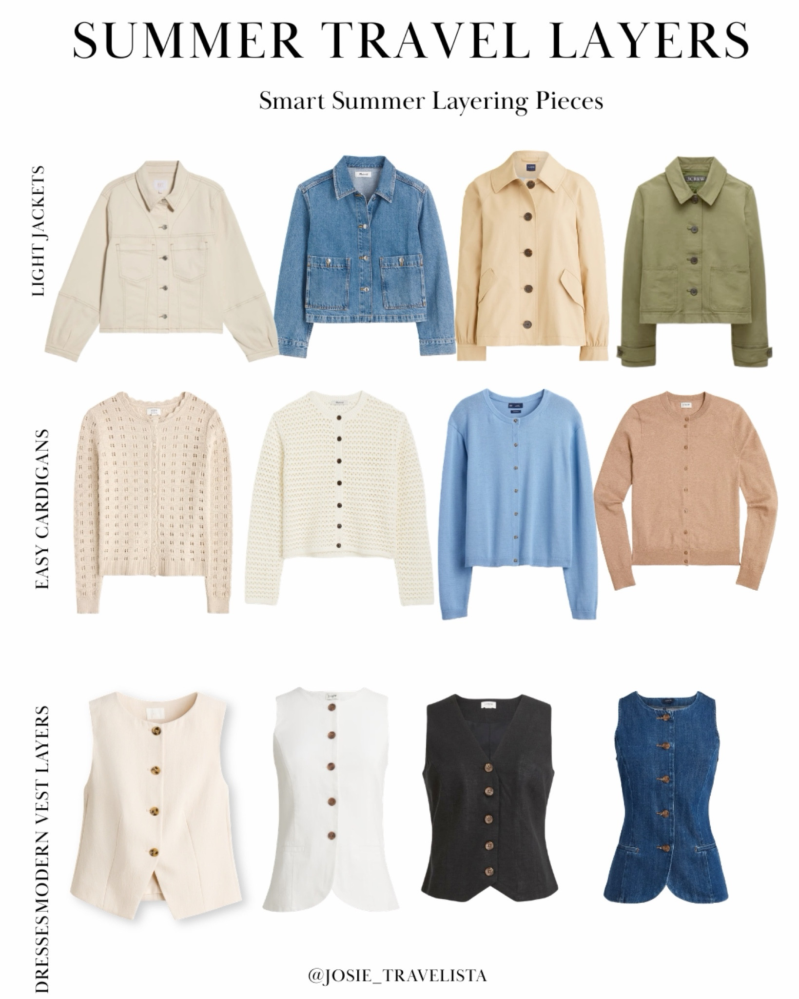 Summer travel layers for Europe

Even in summer—you need layers.

These are my go-to:
• lightweight jackets
• easy cardigans
• modern vests

Versatile, lightweight layers for cool mornings, flights, and evenings across Europe—without adding bulk.

#LTKOver40 #LTKTravel