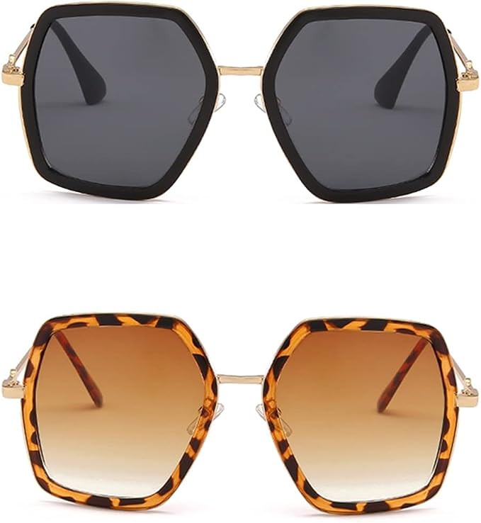 iKANOO Oversized Square Sunglasses for Women Hexagon Inspired Designer Style Shades | Amazon (US)