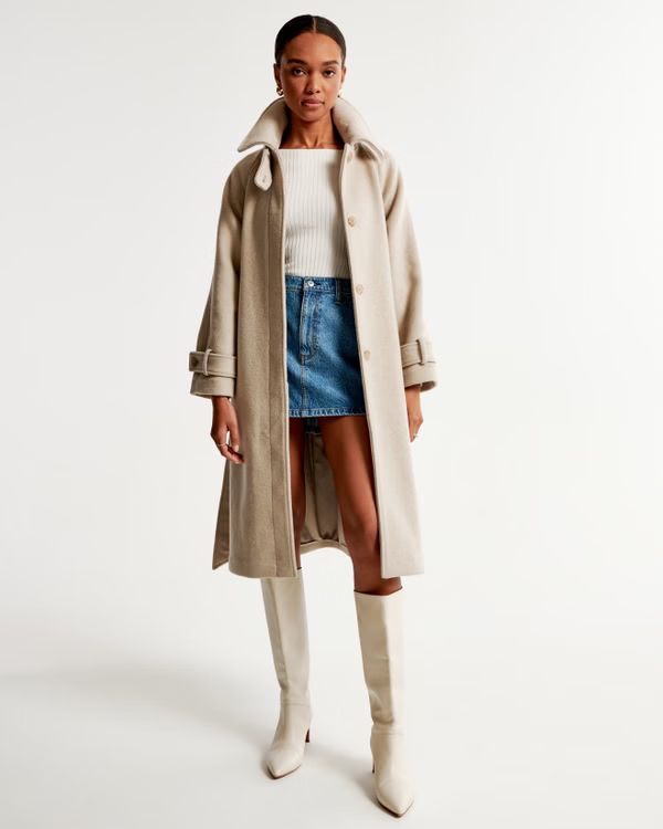Women's Wool-Blend Funnel Neck Coat | Women's Coats & Jackets | Abercrombie.com | Abercrombie & Fitch (US)
