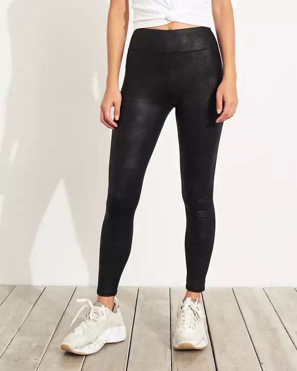 Ultra High-Rise Printed Faux-Leather Leggings | Hollister US