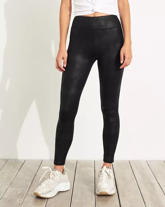 Ultra High-Rise Printed Faux-Leather Leggings | Hollister US