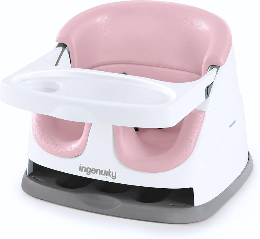 Ingenuity Baby Base 2-in-1 Booster Feeding and Floor Seat with Self-Storing Tray - Peony | Amazon (US)