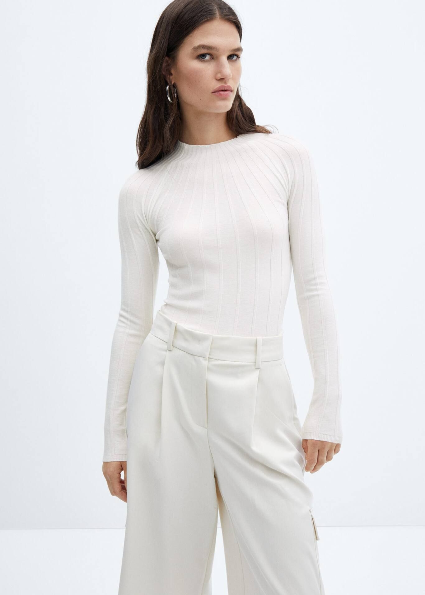 High collar ribbed knit  sweater | MANGO (US)