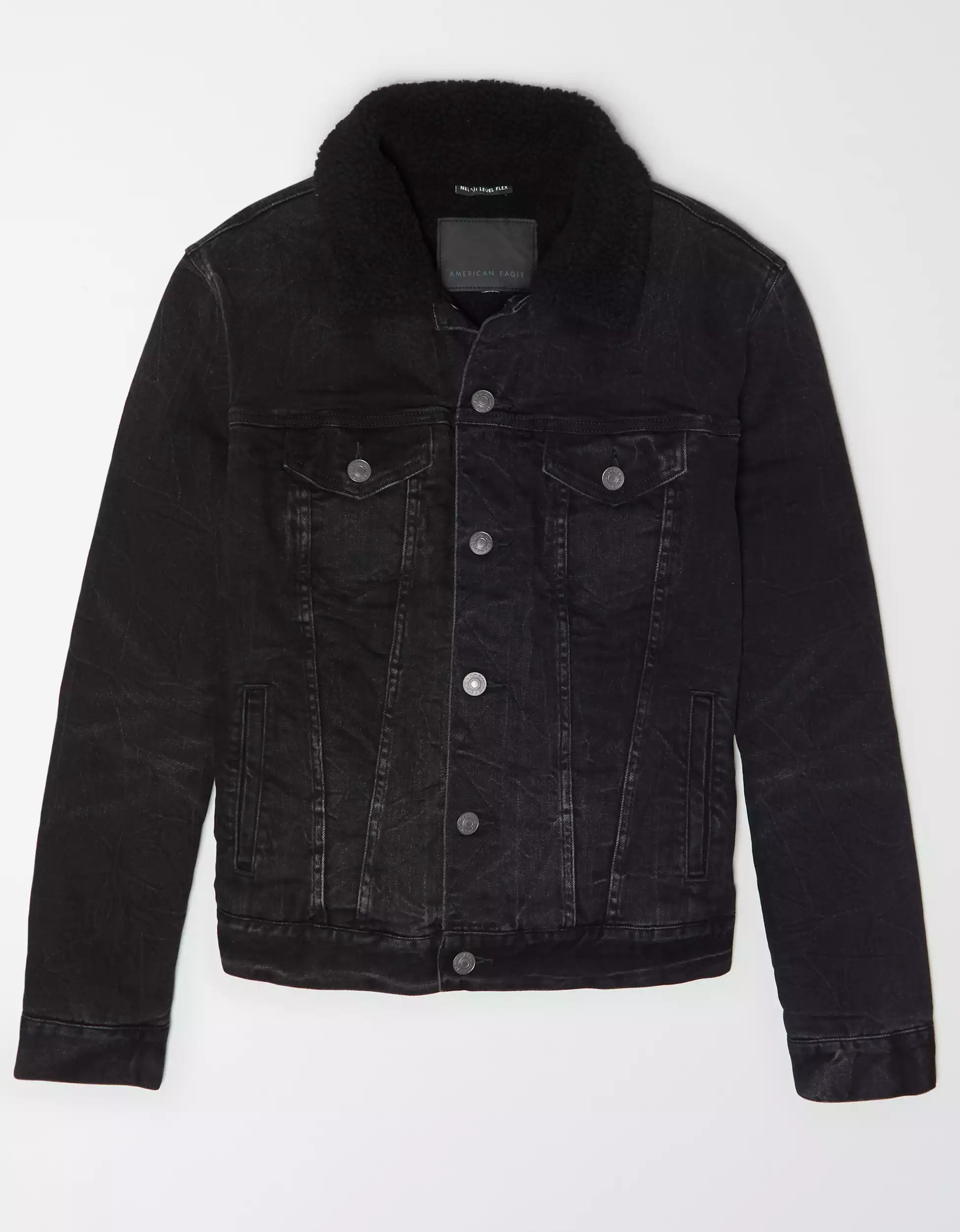 AE Black Sherpa Denim Jacket | American Eagle Outfitters (US & CA)