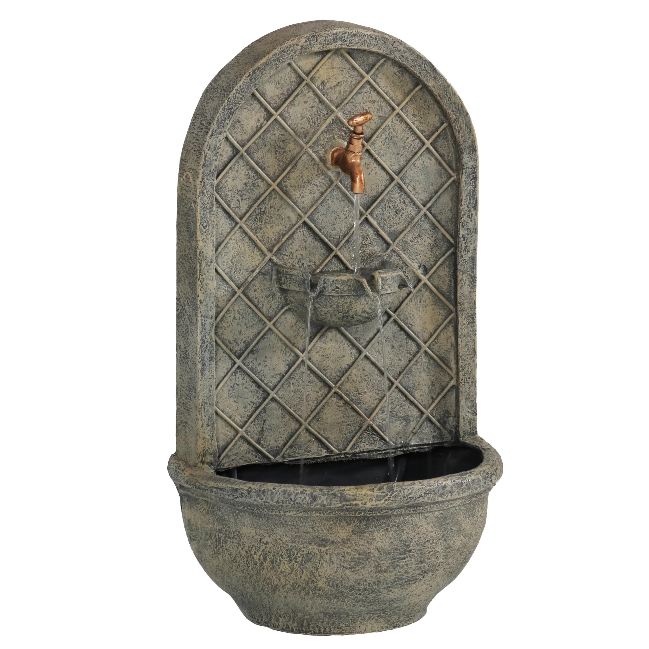 Sunnydaze Messina Polystone Outdoor Wall Fountain, French Limestone Finish - Walmart.com | Walmart (US)