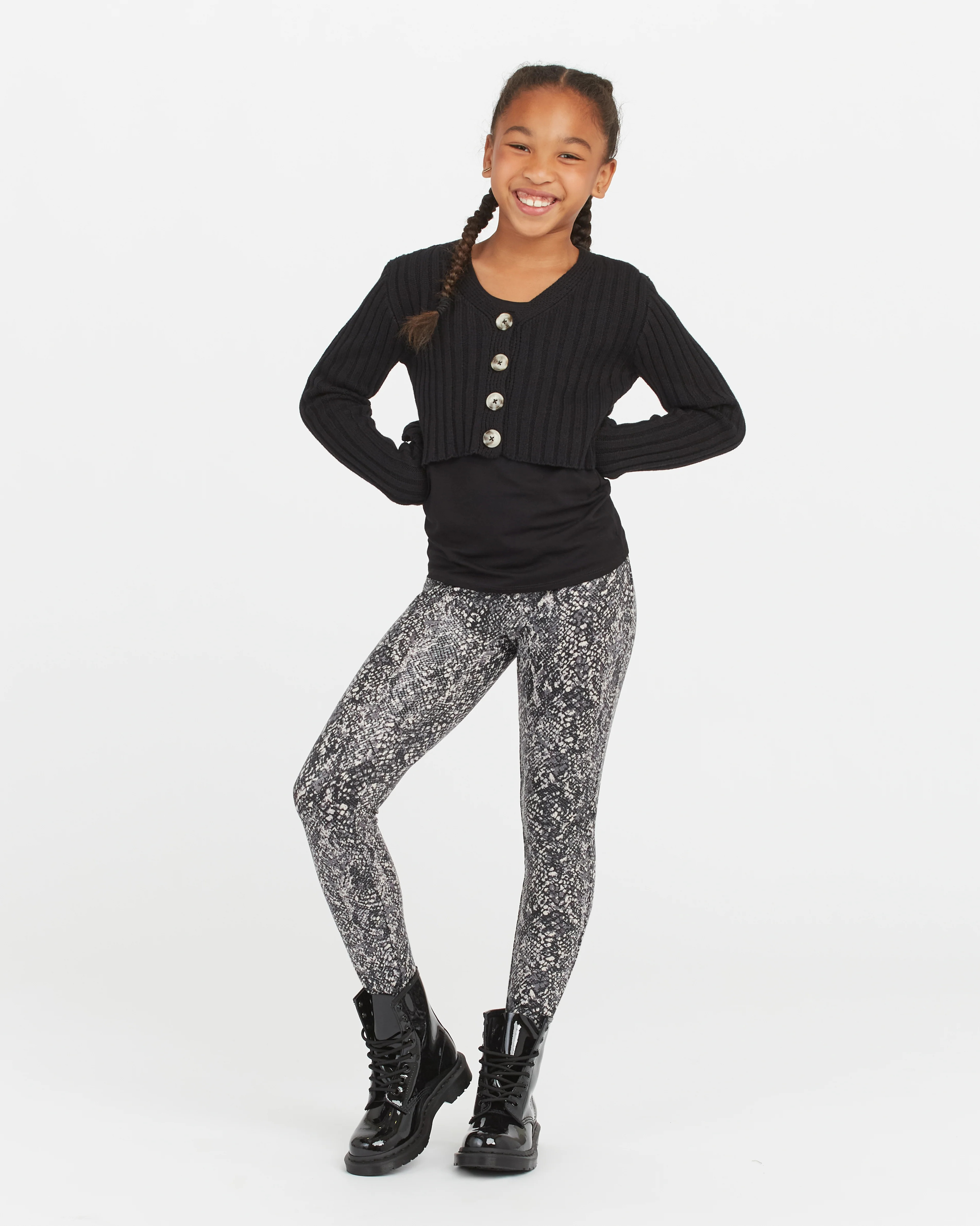 Girls Faux Leather Snake Shine Leggings | Spanx