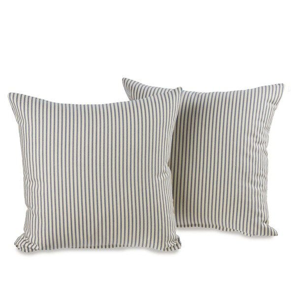 Ticking Stripe Blue Decorative 20-inch Throw Pillows (Set of 2) | Bed Bath & Beyond