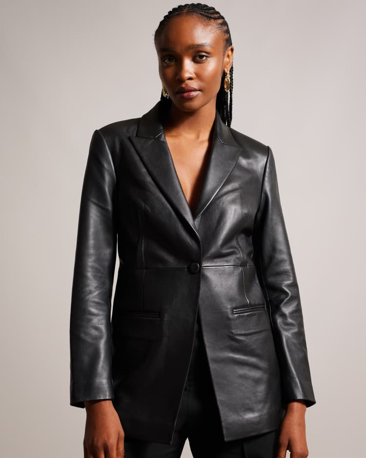 MelliieLongline einreihiger Blazer aus Leder | Ted Baker DE