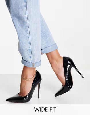 ASOS DESIGN Wide Fit Passion stiletto pumps in black | ASOS (Global)