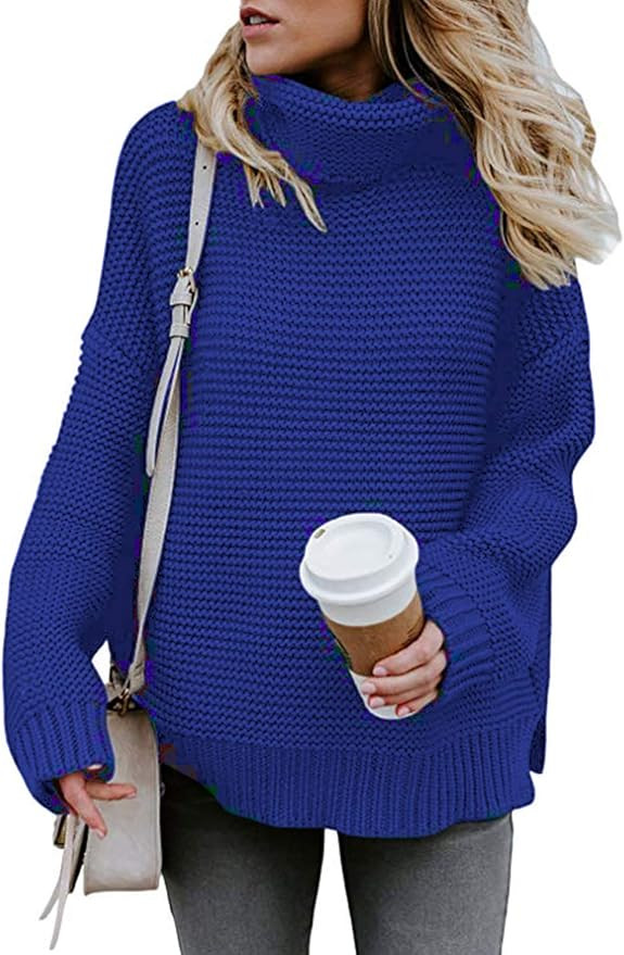 Women’s Turtleneck Pullover Sweater Long Sleeve Oversized Chunky Knit Warm Tops | Amazon (US)