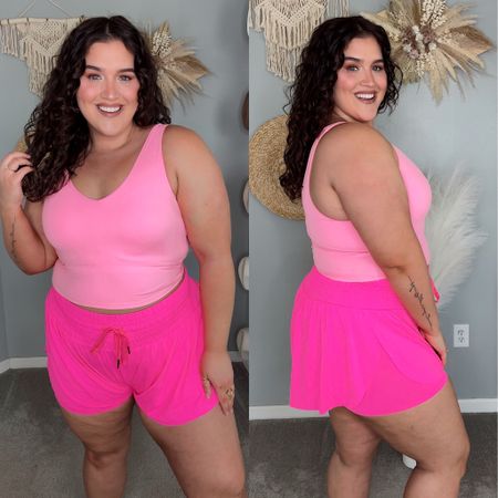 Curvy activewear 💖 Built in bra workout tank top + flowy athletic shorts 
Both size XXL

#LTKPlusSize #LTKStyleTip #LTKActive